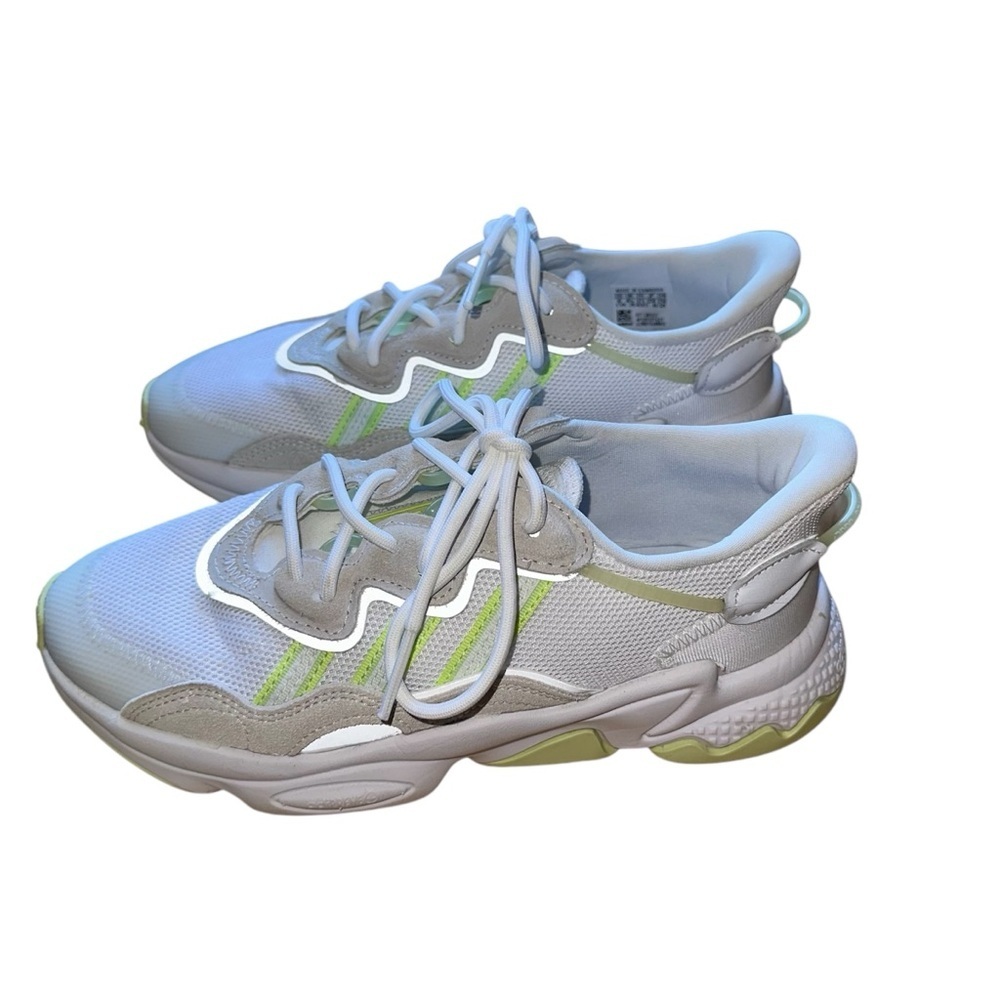 EUC Adidas White and Green Athletic Sneakers